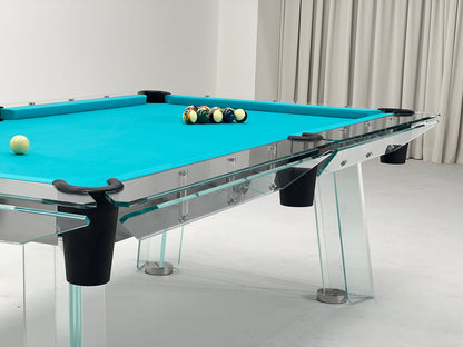 Table de billard en acier inoxydable et verre de 7 pieds, 8 pieds et 9 pieds - Bleu