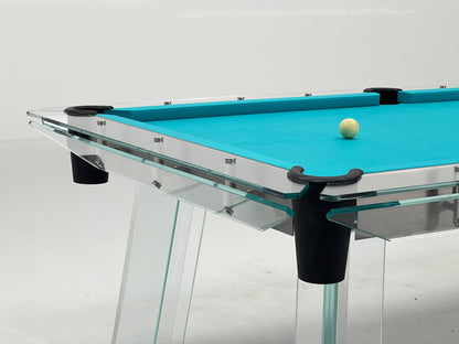 Table de billard en acier inoxydable et verre de 7 pieds, 8 pieds et 9 pieds - Bleu
