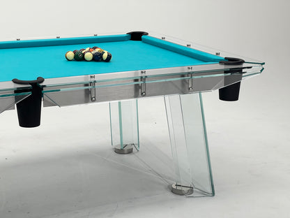 Table de billard en acier inoxydable et verre de 7 pieds, 8 pieds et 9 pieds - Bleu