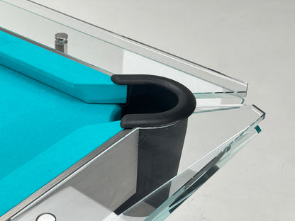 Table de billard en acier inoxydable et verre de 7 pieds, 8 pieds et 9 pieds - Bleu