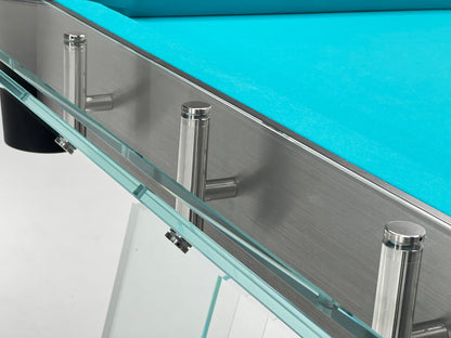 Table de billard en acier inoxydable et verre de 7 pieds, 8 pieds et 9 pieds - Bleu