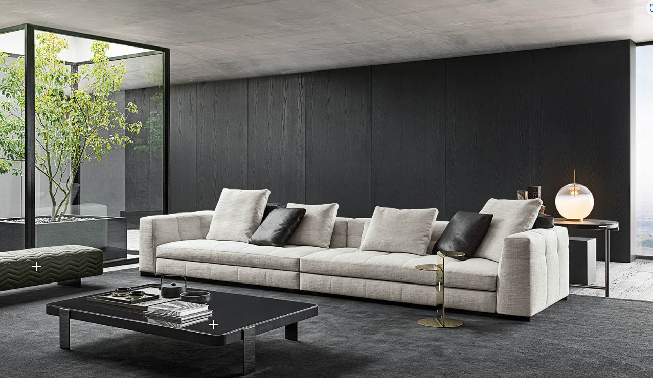 Sofá italiano de cuatro plazas de lujo, ligero y de plumas rectas, de algodón y lino, ideal para apartamentos grandes