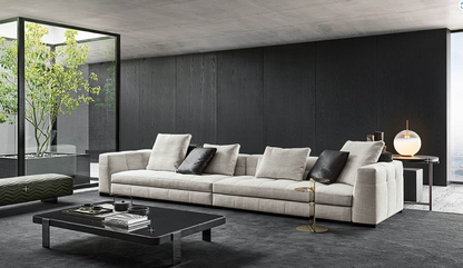 Sofá italiano de cuatro plazas de lujo, ligero y de plumas rectas, de algodón y lino, ideal para apartamentos grandes