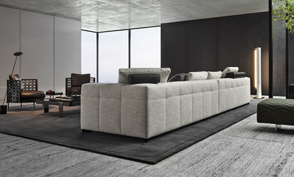 Sofá italiano de cuatro plazas de lujo, ligero y de plumas rectas, de algodón y lino, ideal para apartamentos grandes