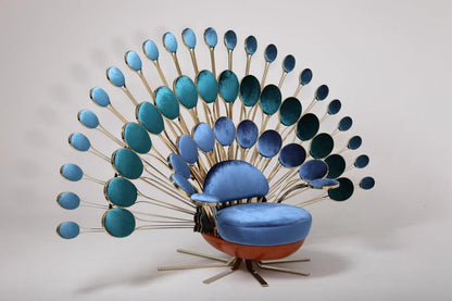 Sillón de terciopelo de lujo con forma de pavo real
