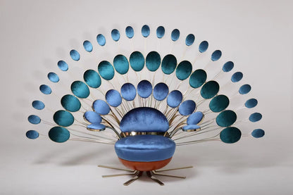 Sillón de terciopelo de lujo con forma de pavo real