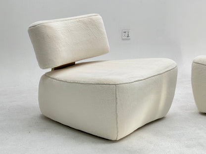 Sillón de ocio de felpa rosa adecuado para sala de estar, apartamento