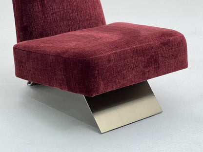 Sillón de ocio de tela roja de alta calidad con respaldo