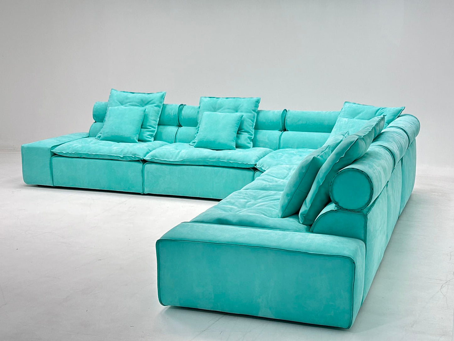 Blue modular sofa soft back sofa living room sofa with pillows
