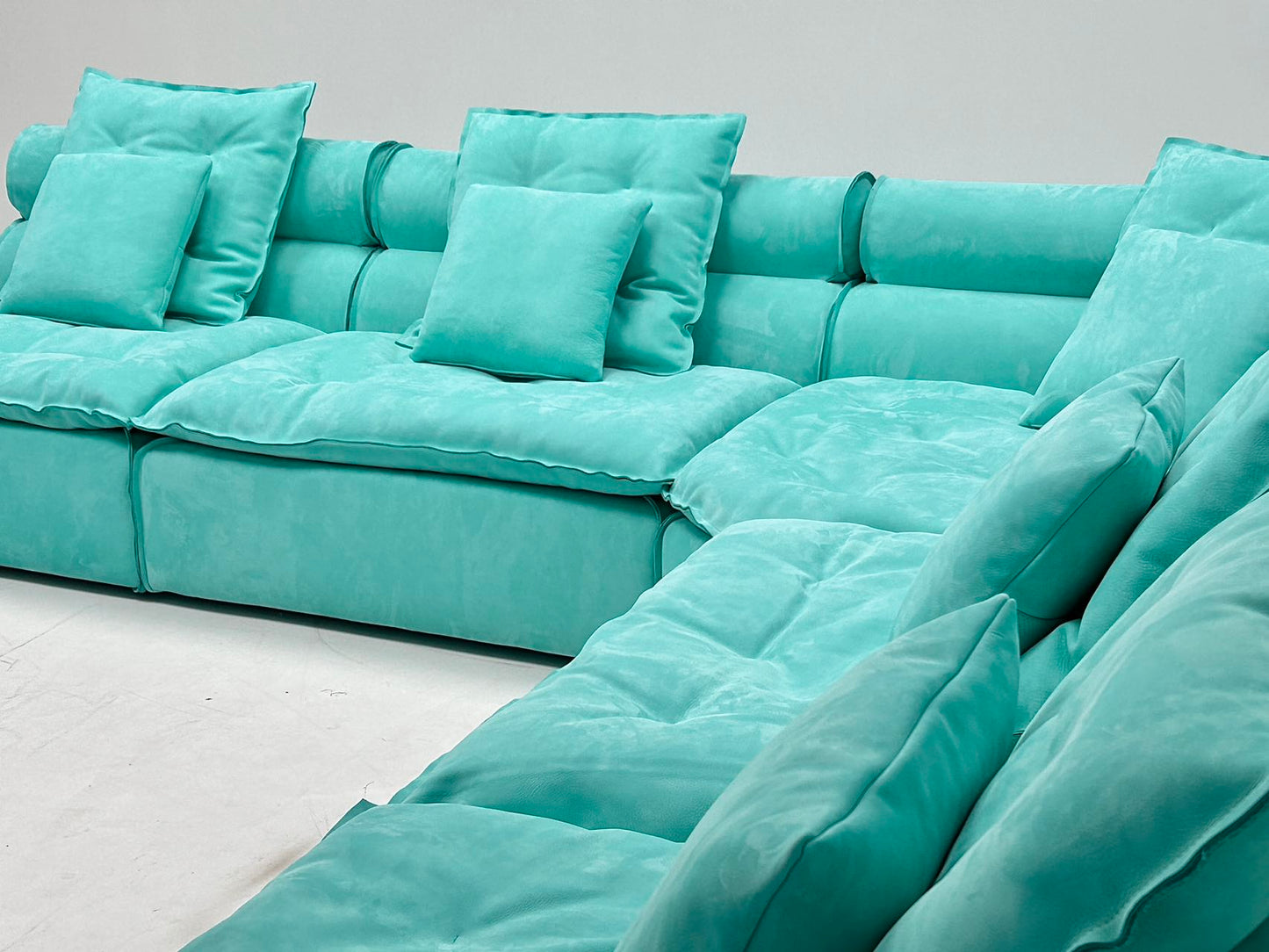 Blue modular sofa soft back sofa living room sofa with pillows