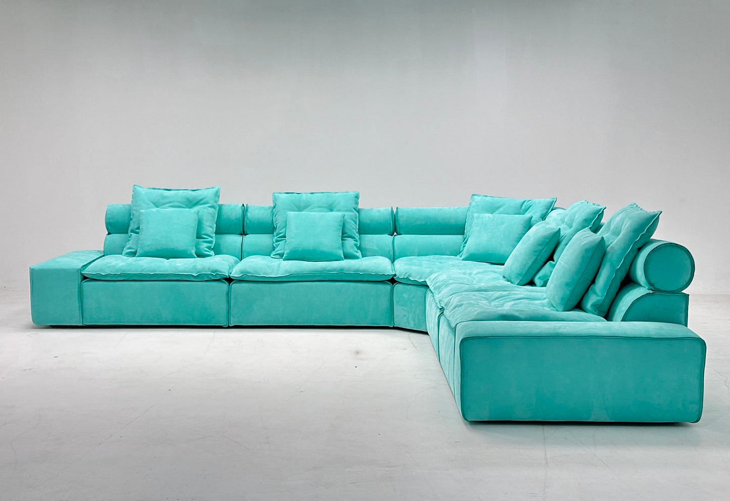 Blue modular sofa soft back sofa living room sofa with pillows