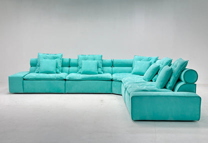 Blue modular sofa soft back sofa living room sofa with pillows