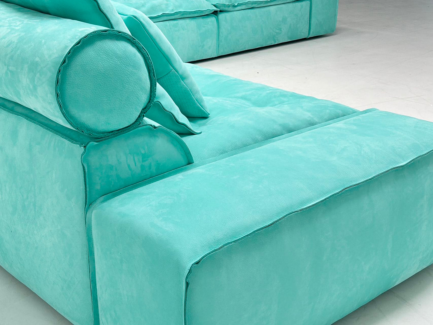 Blue modular sofa soft back sofa living room sofa with pillows
