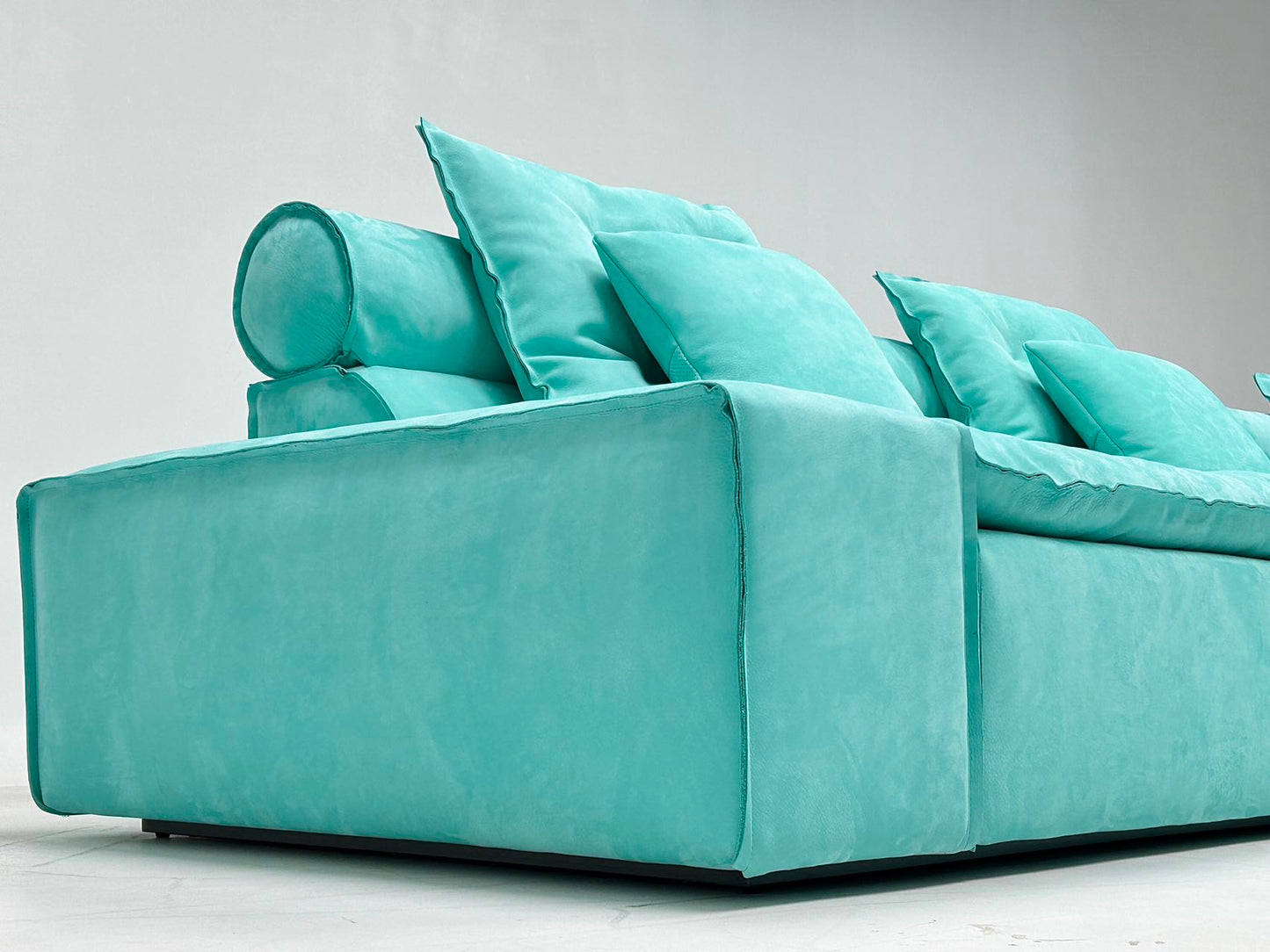 Blue modular sofa soft back sofa living room sofa with pillows