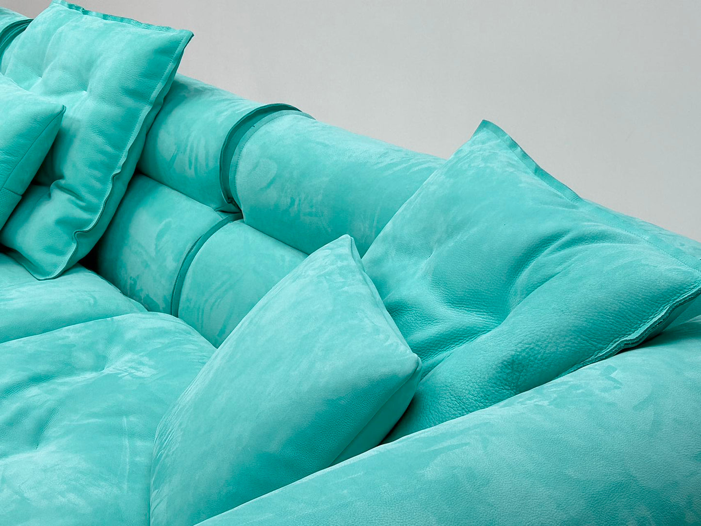 Blue modular sofa soft back sofa living room sofa with pillows
