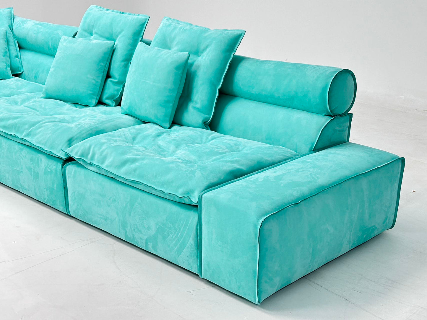 Blue modular sofa soft back sofa living room sofa with pillows
