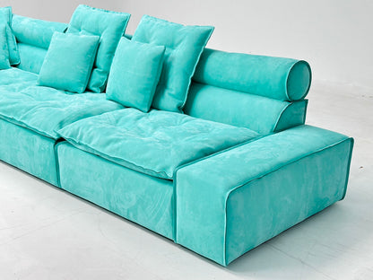 Blue modular sofa soft back sofa living room sofa with pillows