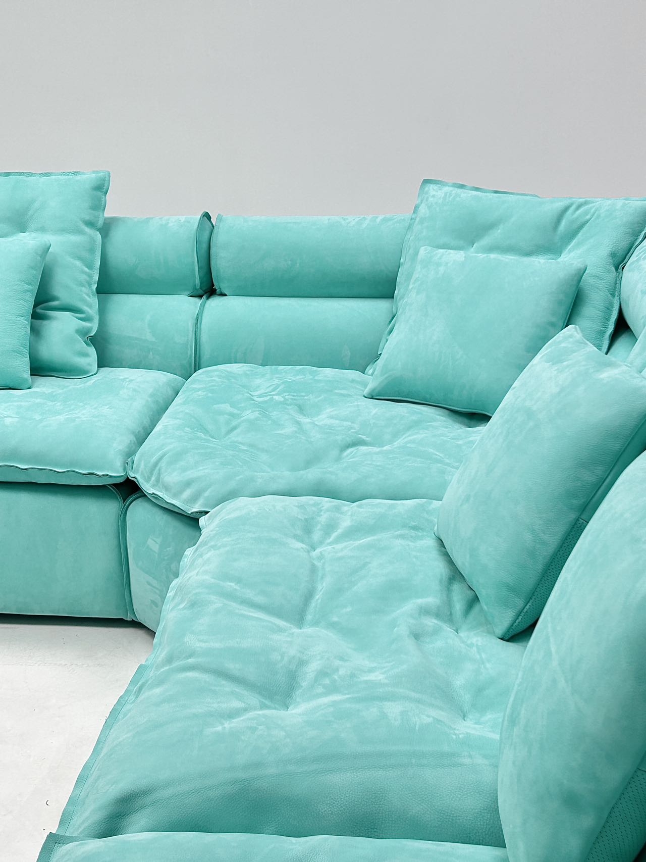 Blue modular sofa soft back sofa living room sofa with pillows