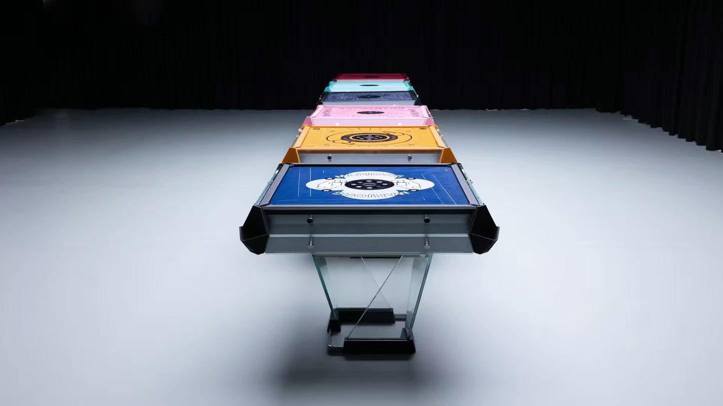 Mesa de mahjong automática de cristal azul