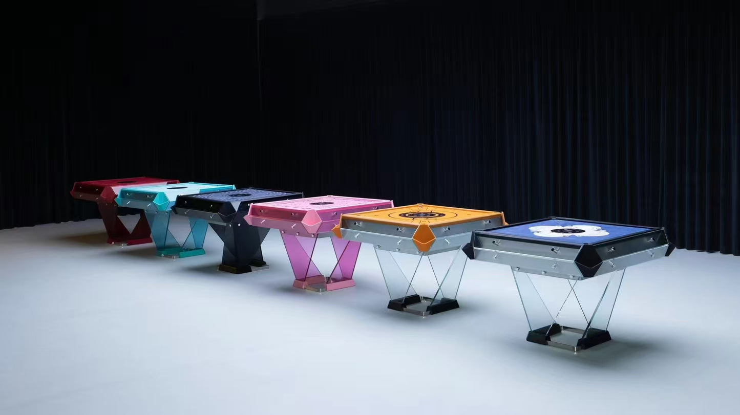 Mesa de mahjong automática de cristal azul