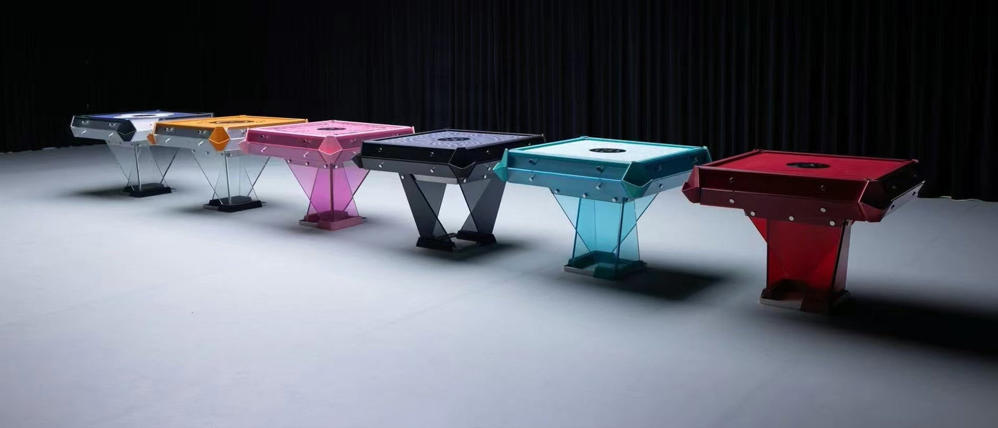 Mesa de mahjong automática de cristal azul