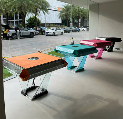 Mesa de mahjong automática de cristal azul