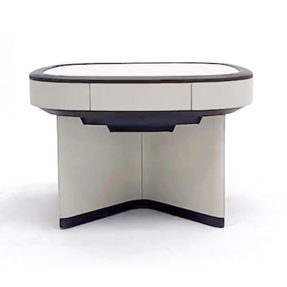 Mesa de mahjong automática de cuatro plazas con asiento de cuero blanco