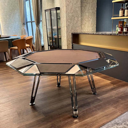 Mesa de póquer de cristal para ocho personas