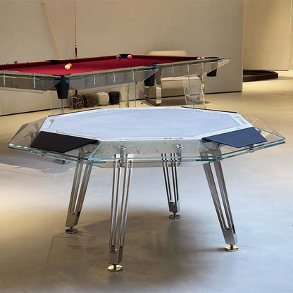 Mesa de póquer de cristal para ocho personas