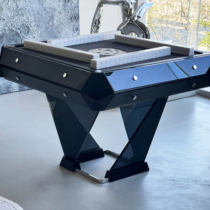 Mesa de mahjong automática personalizable de cristal negro