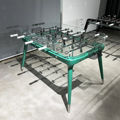 Babyfoot en bois massif et verre vert
