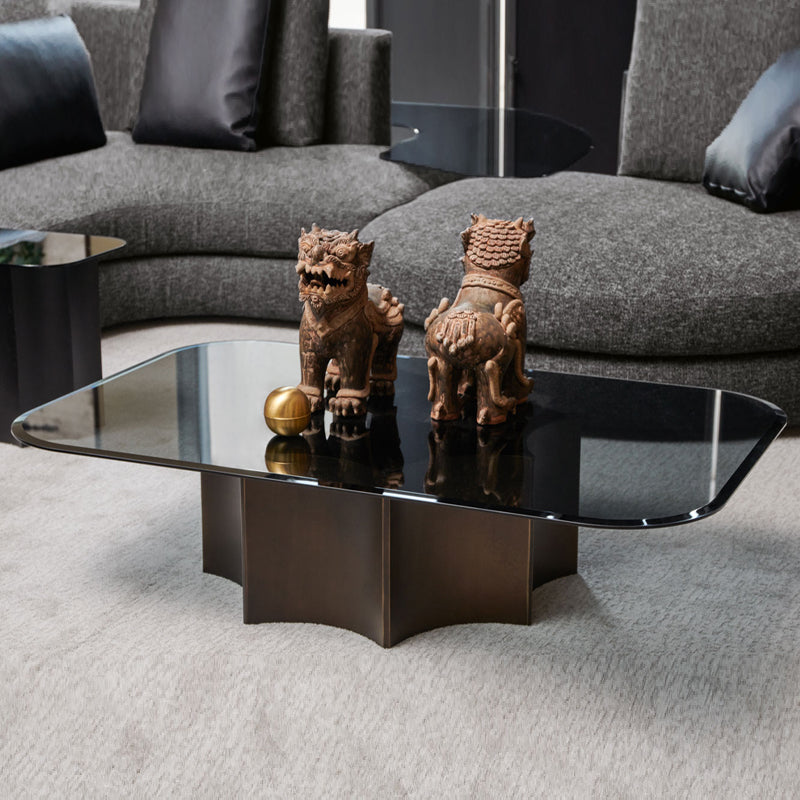 Light luxury tempered glass and stainless steel living room combination coffee table