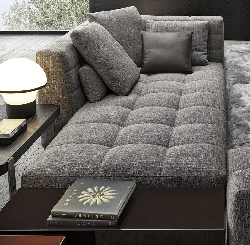 Combinación de sofá chaise longue de tela moderna europea, adecuada para apartamentos grandes