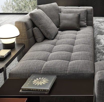 Combinación de sofá chaise longue de tela moderna europea, adecuada para apartamentos grandes