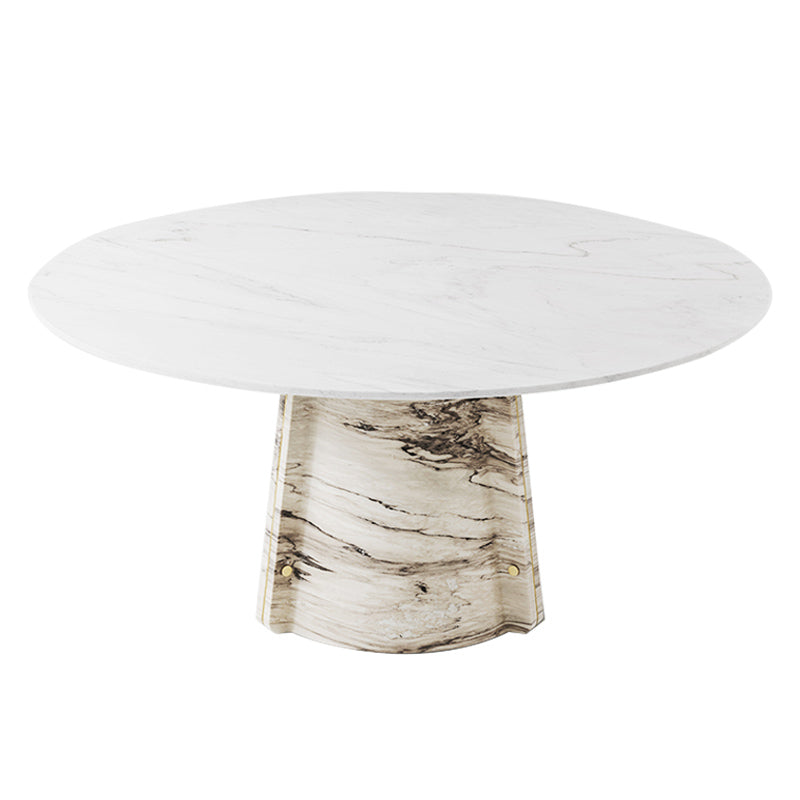 Modern light luxury natural marble/tempered glass round dining table