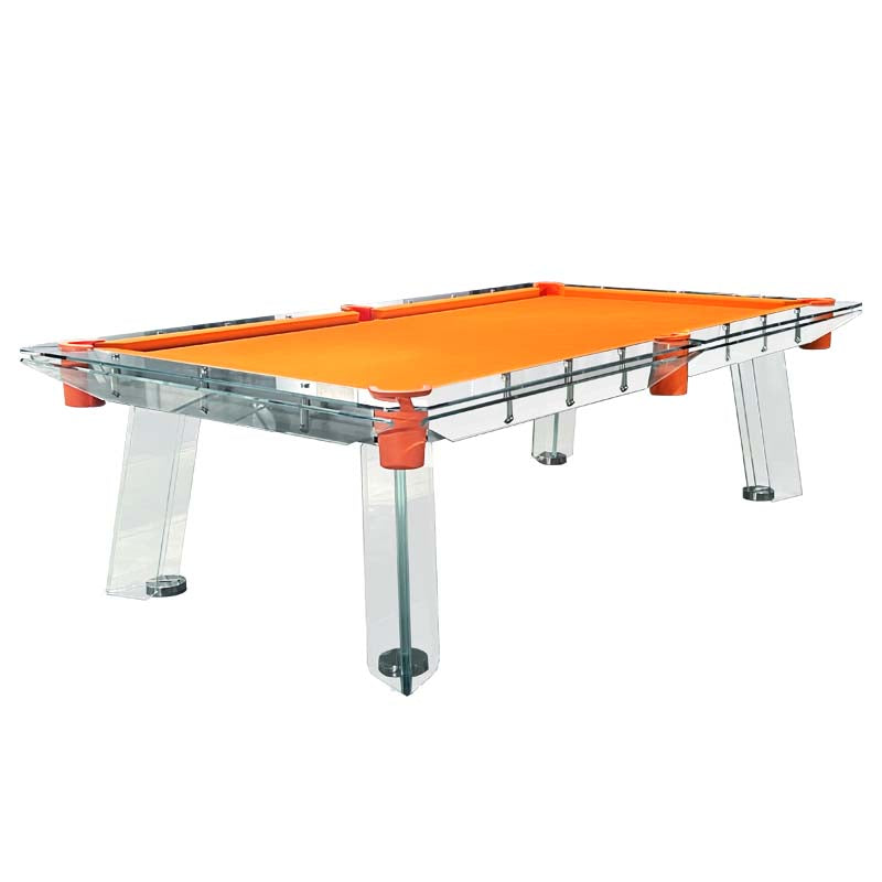 Mesa de billar de bolsillo de vidrio color naranja de 7 pies, 8 pies y 9 pies