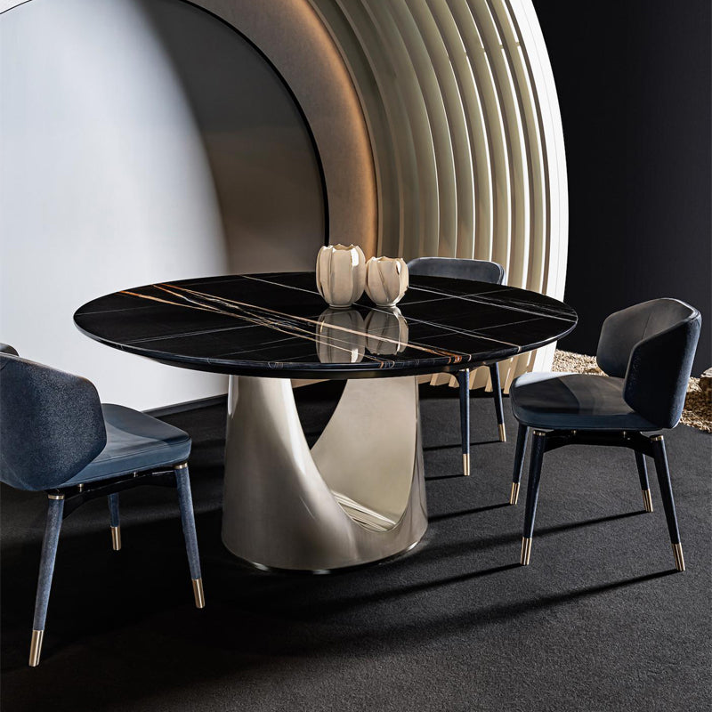Mesa de comedor redonda de mármol de lujo italiana con función de almacenamiento