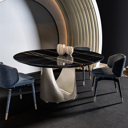 Mesa de comedor redonda de mármol de lujo italiana con función de almacenamiento
