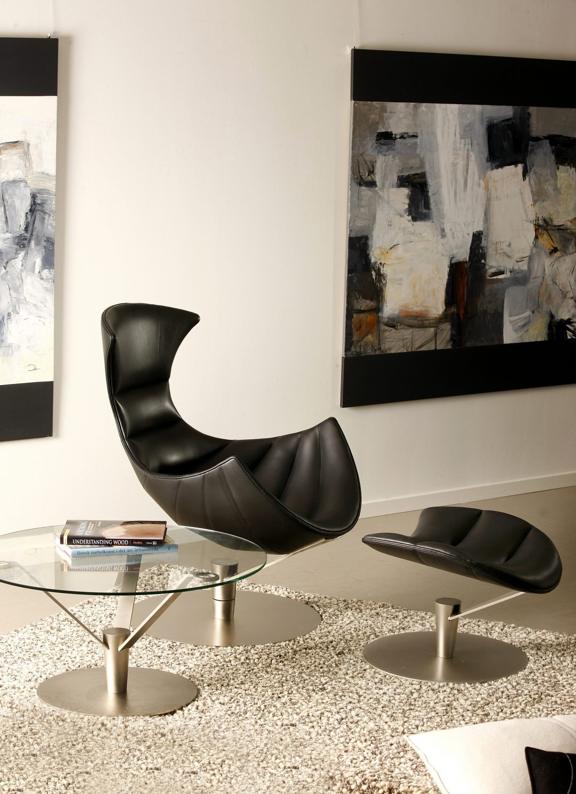 Modern simple curved back chair leather lobster recliner leisure chair