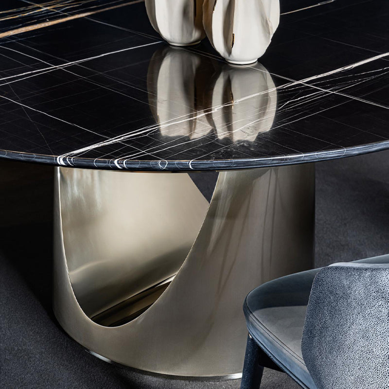Mesa de comedor redonda de mármol de lujo italiana con función de almacenamiento