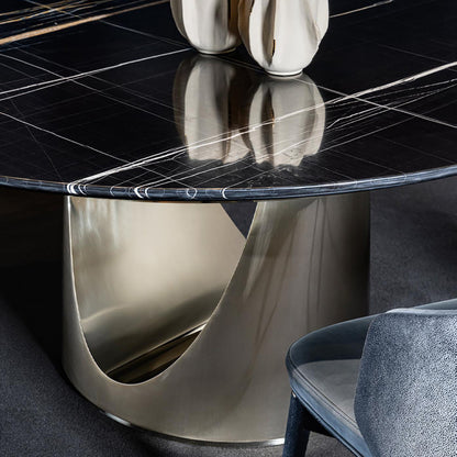 Mesa de comedor redonda de mármol de lujo italiana con función de almacenamiento