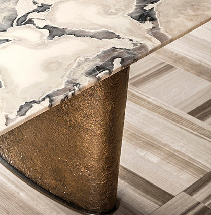 Light Luxury Customizable Marble And Stainless Steel Dining Table