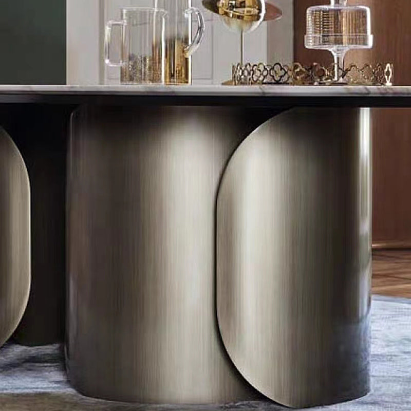 Customizable Italian light luxury stainless steel rock table oval marble dining table