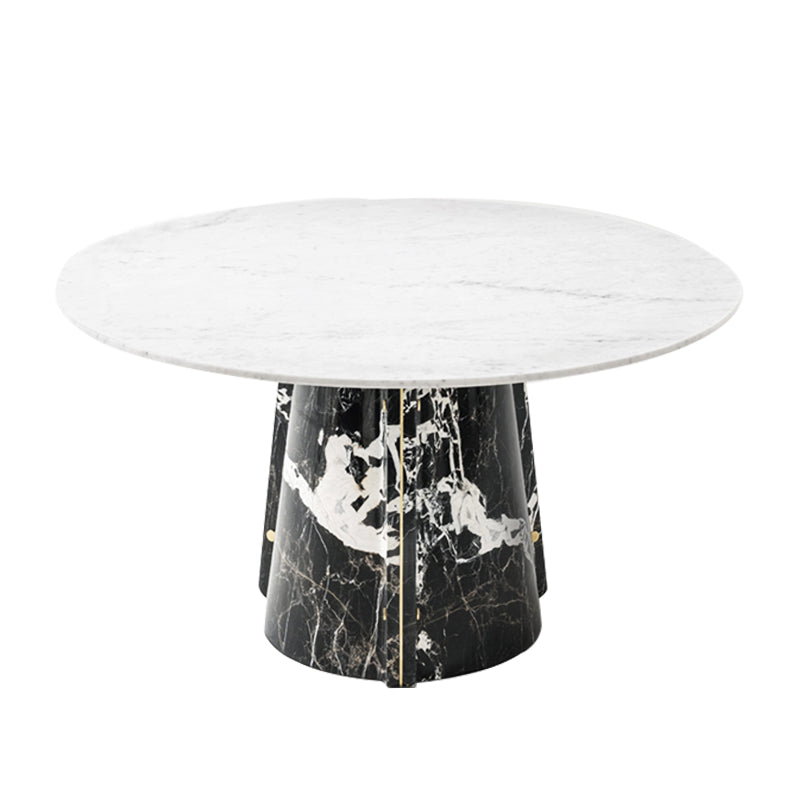 Modern light luxury natural marble/tempered glass round dining table