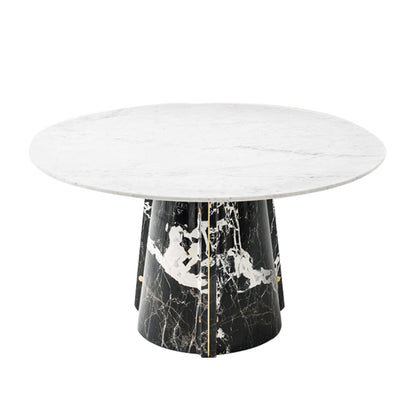 Modern light luxury natural marble/tempered glass round dining table