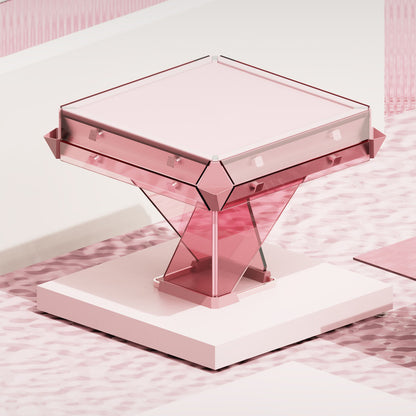 Mesa de mahjong automática de cristal rosa