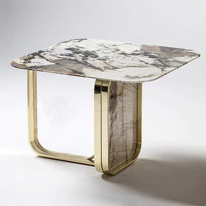 Mesa de centro de mármol de lujo moderna Mesa de centro cuadrada con tapa de mármol