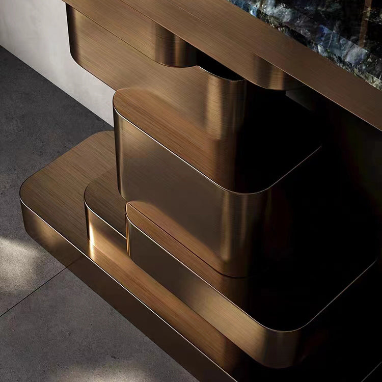 High-grade stainless steel marble entrance decoration console table