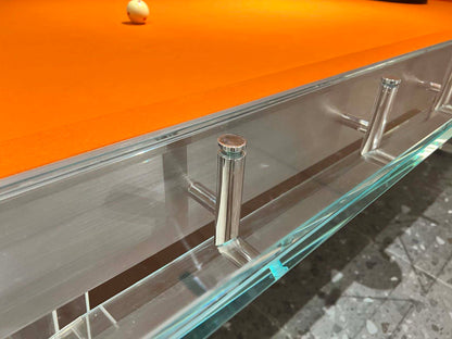 Mesa de billar de bolsillo de vidrio color naranja de 7 pies, 8 pies y 9 pies