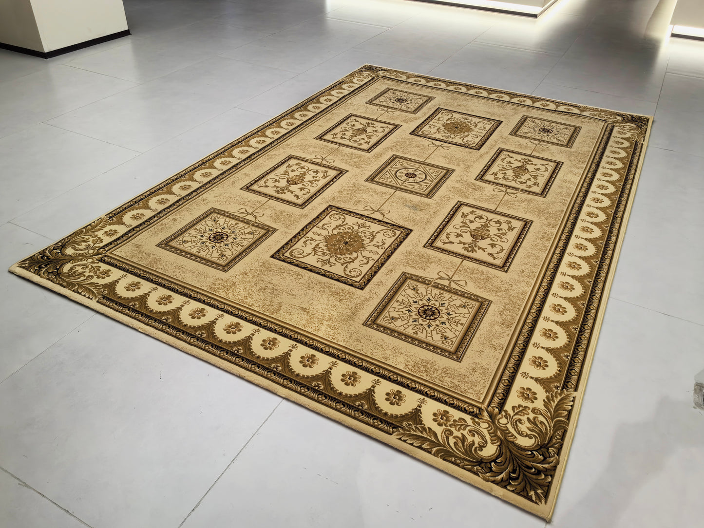 Tapis de salon luxueux à motif européen classique, adapté au salon et à la chambre à coucher